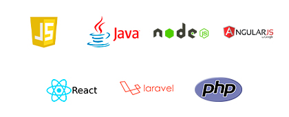 Javascript, Java, NodeJS, AngularJS, React, Laravel, PHP